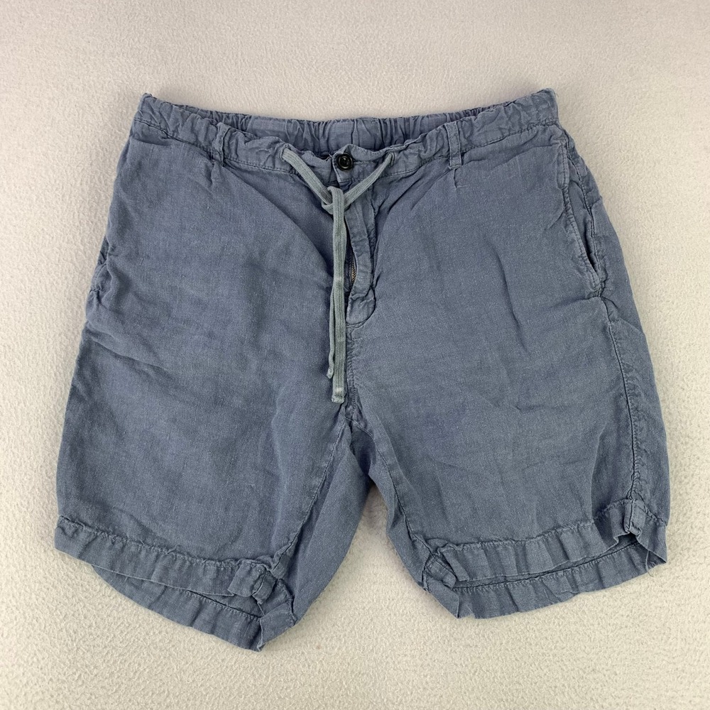 Hartford Linen Drawstring Shorts Mens 48 M Blue Casual 100% Linen Beach